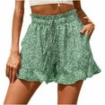 thumbnail image 1 of Abcnature Plus Size Shorts, Womens Athletic Shorts, Women Summer Casual With Pockets Drawstring Printed Ruffles Shorts, Comfy Beach Shorts, Yoga Pants, Cycling Sport Shorts Green XXL, 1 of 4