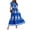 Blue, variant on WTOBBY Women's Summer Casual Flowy Short Sleeve Bohemian Floral Print Maxi Dress for Beach Vacation Formal Evening Party Guest Wedding Long Dress with Lightweight Chiffon Fabric,Beige L