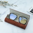 thumbnail image 5 of Portable Leather Spectacle Case Hard Shell, Compression-Resistant Sunglasses Bag, Lightweight unisex Spectacle Case(brown), 5 of 6