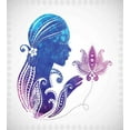 thumbnail image 3 of Ambesonne Feminine Duvet Cover Set, Lady with Floral Hair, 2-Calking, Purple Blue, 3 of 3