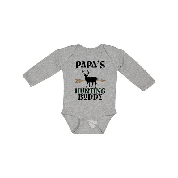Inktastic Papa Hunting Buddy Bow Hunter Boys or Girls Long Sleeve Baby Bodysuit
