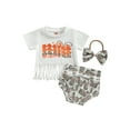 thumbnail image 1 of WIFORNT Toddler Girls Clothes, Short Sleeve Round Neck Letters Print Tops Leopard Pants Head Band Outfits, 1 of 9