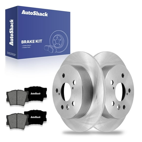 AutoShack 11.06" (281 mm) Rear Solid Brake Rotors   Premium Ceramic Brake Pads | Replacement for 2018-2023 Toyota Camry | 6-PC Brake Kit