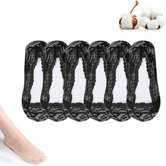 Jtbuh XLY Lace No Show Liner Socks for Women, Ladies Low Cut Socks Invisible Summer Thin Sock, Lightweight Lace Trim