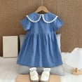 thumbnail image 5 of My Orders Gamivast Girls Spring Summer Dress Embroidery Lapel Ruffle Short Sleeve Denim Dress Causal A-Line Summer Beach Sundress Blue Vestidos De Verano Para Niña, 5 of 5