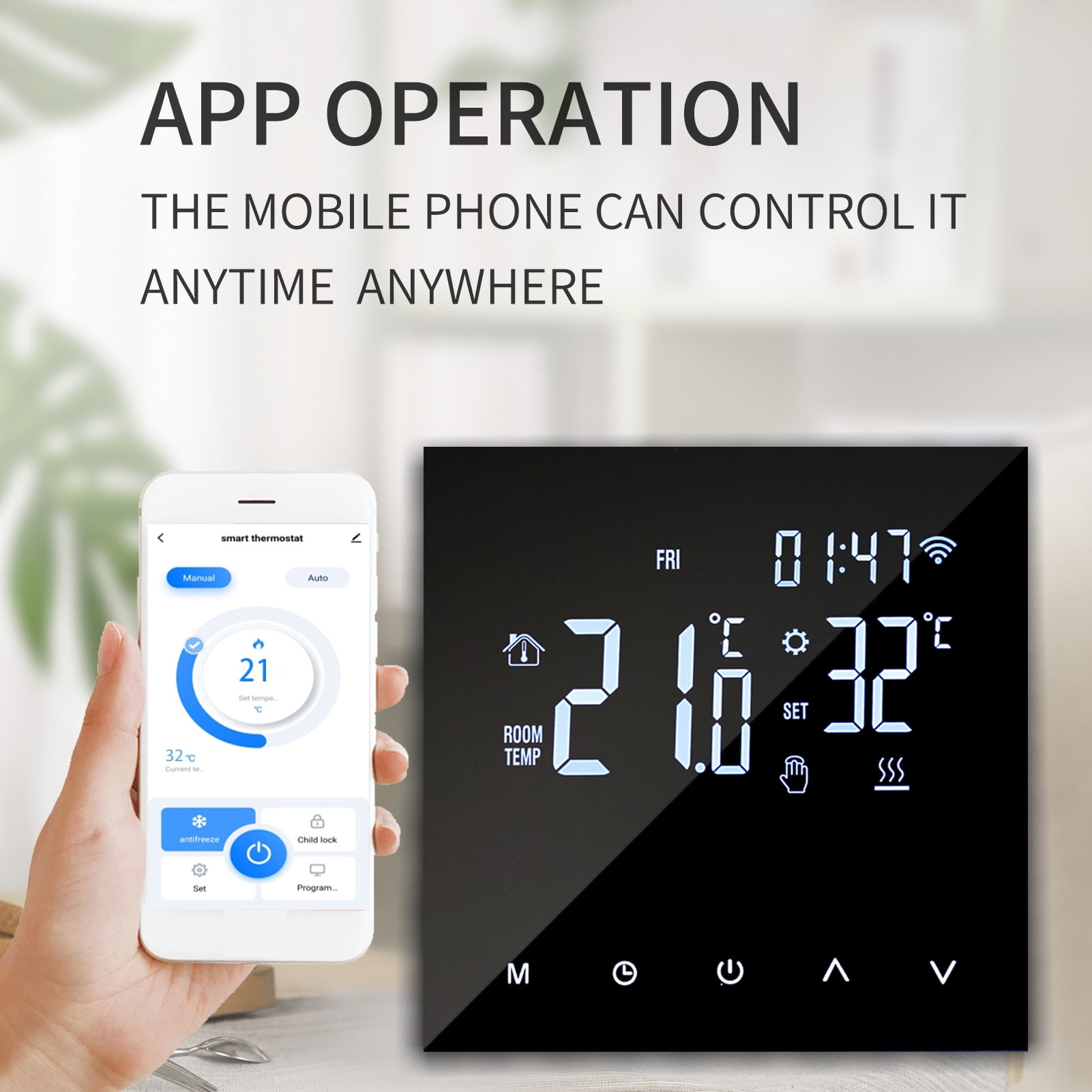 WIFI Smart Heating Thermostat Digital Temperature Controller Mobile Phone  APP Control Touchscreen LCD Display Week Programmable Electric Heating  Thermostat -freeze for Home School Office Hot | Walmart Canada