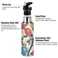 thumbnail image 3 of Yayeee 20oz Insulated Water Bottle Double Wall Stainless Steel with Flip Straw Lid, Vibrant Japanese Flowers, 3 of 7