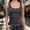 Dark Gray, variant on Y2k Ribbed Sleeveless Shirts for Women Metal Grommet Eyelet Studded Tank Tops Scoop Neck Camisole Edgy Grunge Punk Streetwear Going Out Apparel Pink L