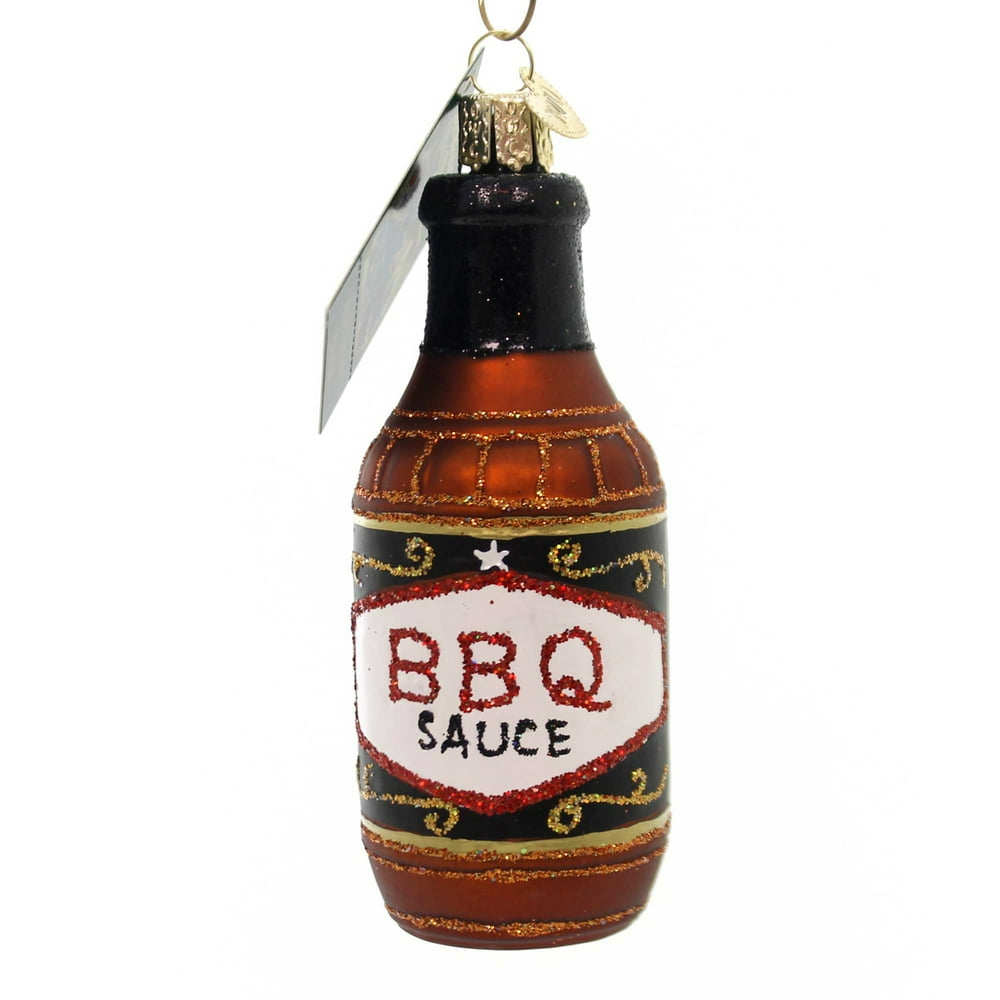 Old World Christmas BARBECUE SAUCE Glass Ornament BBQ Bottle Sauce