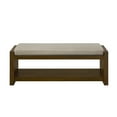 thumbnail image 4 of 47" Modern Accent Bench with Lower Shelf Storage, Padded Seating for Living Room & Bedroom, Stylish Compact Design, Linen Upholstery, 4 of 7