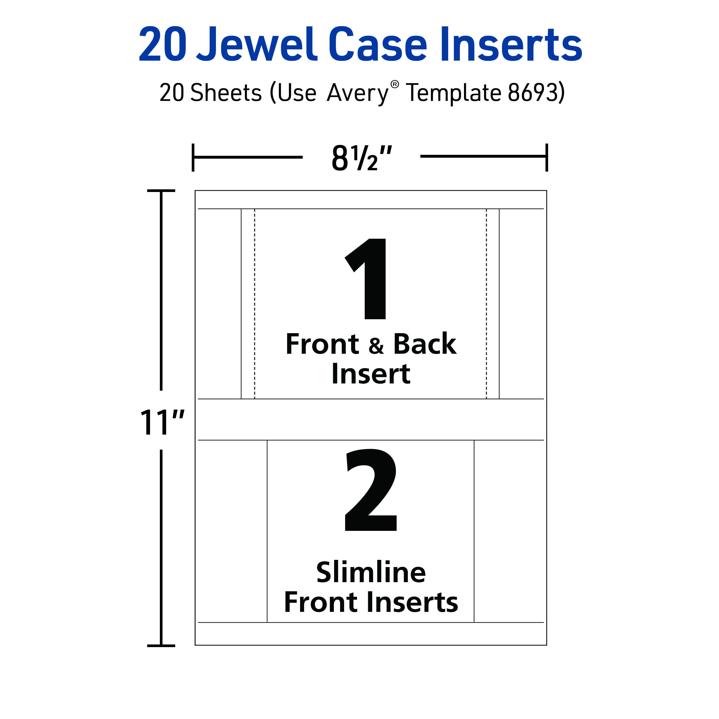 Avery Printable CD Jewel Case Inserts, 20 Blank Inserts (8693)