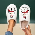thumbnail image 3 of Xfvqtps Christmas Fuzzy Slippers for Womens Large Size Cute Snowman Print Memory Foam Thick Bottom Non Slip Indoor Outdoor Cozy House Warm Winter Fluffy Slippers White, 3 of 5