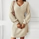 thumbnail image 3 of Vestido De Suéter Para Mujer, Minivestidos De Suéter De Punto Con Cuello En V De Moda Ajustados En La Cintura Para Mantener El Calor Para La Fiesta De Otoño Para Informal ANGGREK Otros, 3 of 8