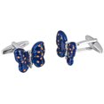 thumbnail image 2 of Gemelos con forma de mariposa esmaltada azul para hombre, color cobre, 2 of 3