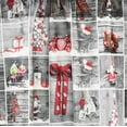 thumbnail image 3 of Violet Linen Seasonal Christmas Splendours Pattern, Polyester, digital print, Collage Different Red, Grey, White Ornaments, 60" x 15", Decorative Window Treatment Rod Pocket Curtain Straight Valance, 3 of 5