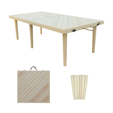 SRYBLT 22.0" x 44.0" Boho Low Picnic Table,Kids Picnic Tables for Outside,Beach Table,Wooden Folding Table,Bohemian Style,Natural