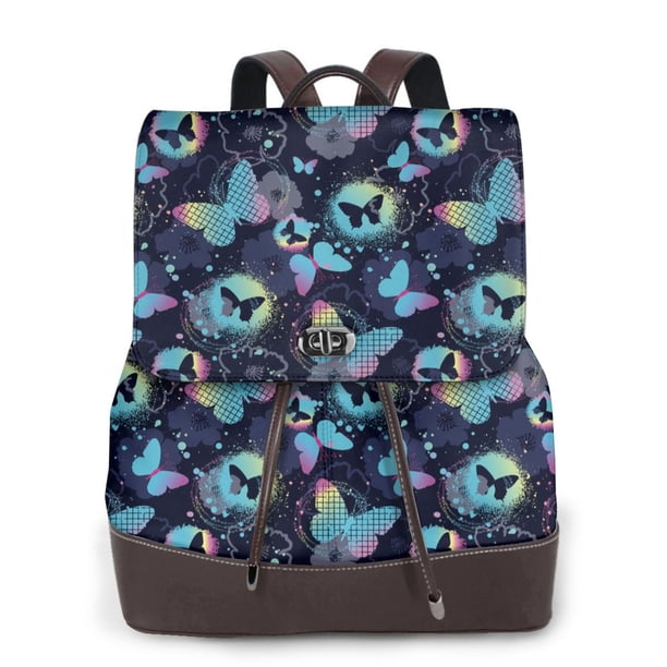 Fotbe Blue Butterfly Mochila Bolso con Estampado para Mujer, Mochila Antirrobo de Nylon Impermeable, Bolsa Ligera de Hombro