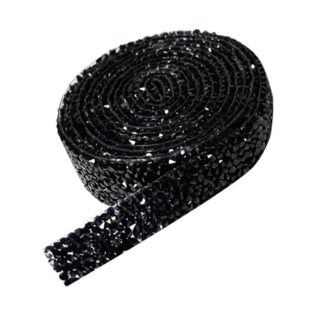 1-Roll Self-Adhesive Crystal Ribbon For Cake Decor Wedding Crafts Decoration Ribbon, Black