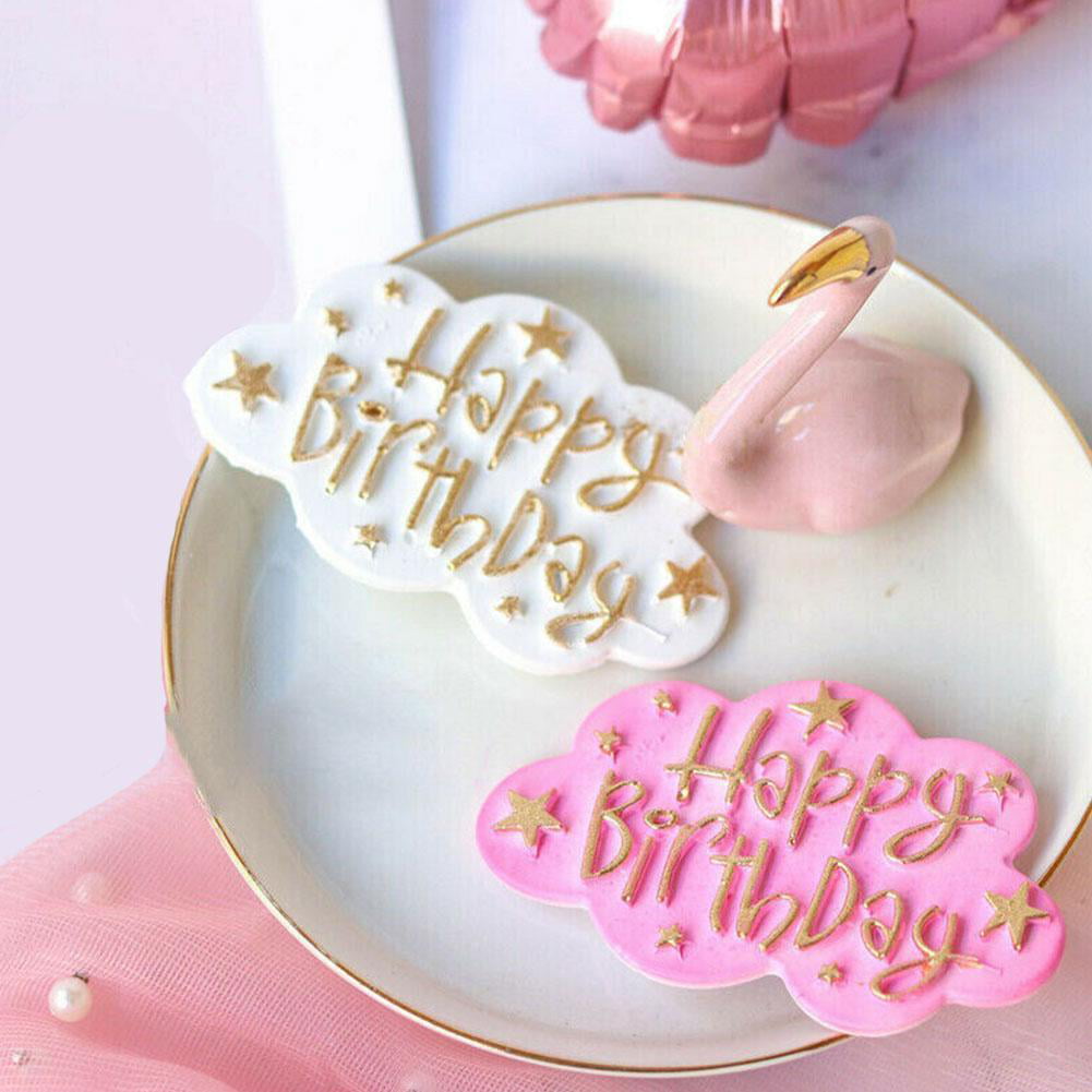 Happy Birthday Cloud Silicone Mold Fondant Cake Chocolate Baking Mould Deco Y1U3