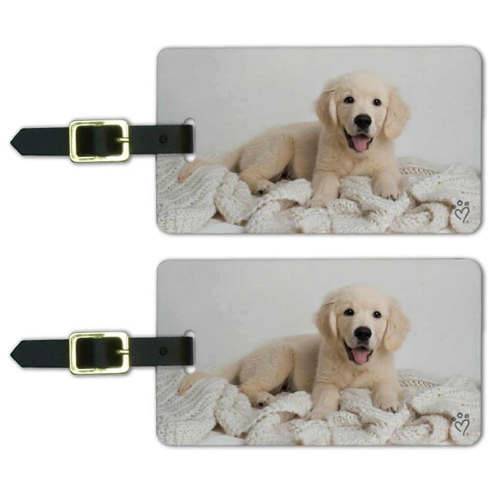 Golden Retriever Puppy Dog and Blanket Luggage ID Tags Suitcase Carry