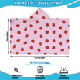 thumbnail image 2 of Red Strawberry Plants Fruit Pink Pattern Hooded Bath Towel，50"x30" for Ages 3 To 12 Kids, Quick Dry Lightweight Soft Microfiber Hood Beach Towel Cover Up for Kids, 2 of 7