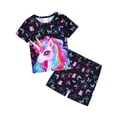 thumbnail image 2 of QEFJNO Kids Girls Pajamas Set 2 PCS Short Sleeve Top and Shorts Pants for Toddler Girls Unicorn Pjs Size 3-12Y, 2 of 13