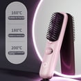 thumbnail image 3 of sunsanly Cordless Hair Straightener Brush 3 Temp Adjustable Fast Heating USB Rechargeable LCD Display Portable Hot Brush Electric Curly Hair Styling Detangling Comb, 3 of 7
