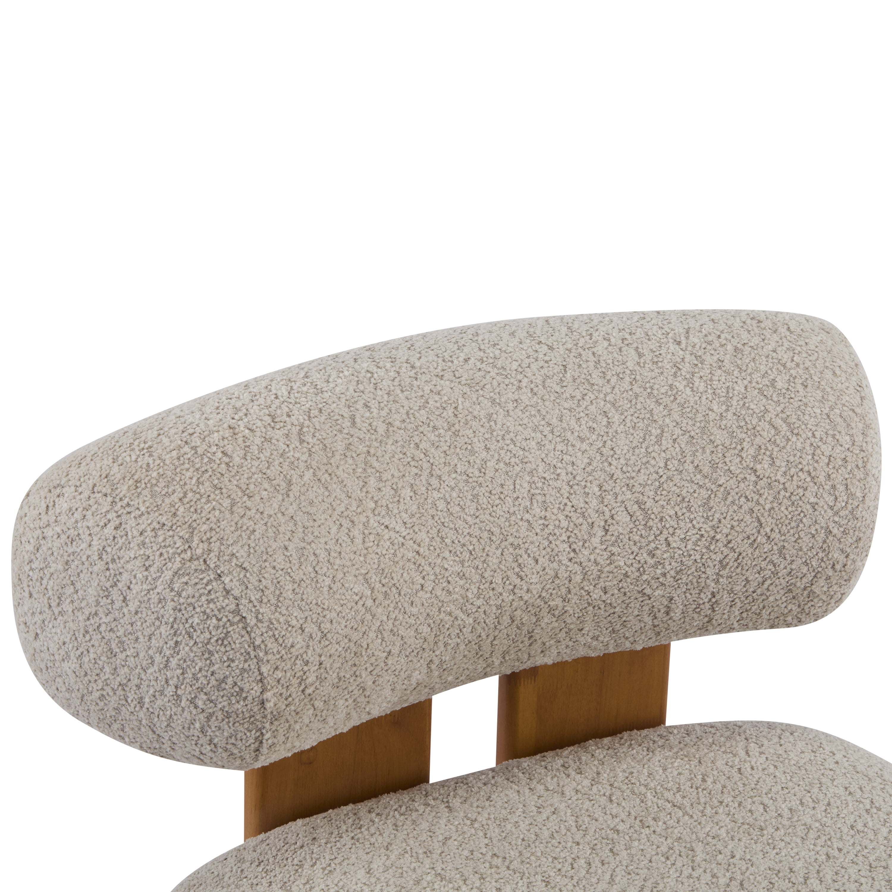 Boucle Lounge Chair 27.25 Inch, Solid Wood Frame with Rolled Backrest for Living Room Bedroom Office, Almond