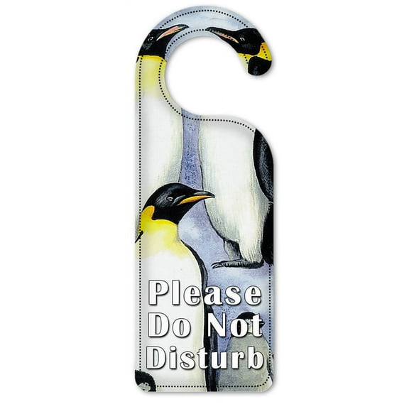 Do Not Disturb Door Knob Hanger Sign - Penguins