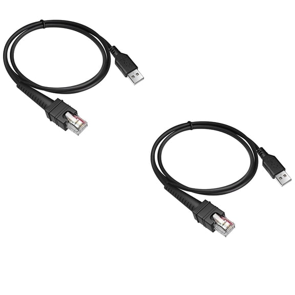 (2pcs)  USB Cable for  Zebra Barcode Scanner, CBA-UF1-S07ZAR USB 30C  DS3678 DS3608 DS3678 DS8108 DS8178 LI3608 LI3678 DS3600-KD (2M/7FT Flatted USB Port)