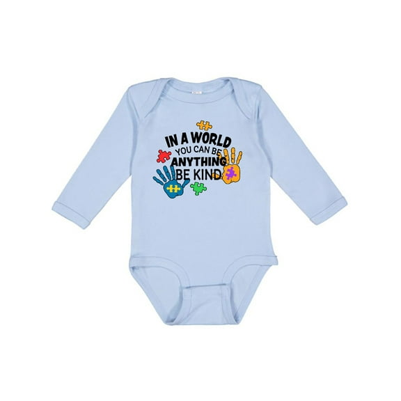Inktastic In a World You Can Be Anything Be Kind Autism Awareness Boys or Girls Long Sleeve Baby Bodysuit
