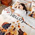 thumbnail image 4 of Homewish Labrador Pumpkins 7 Pieces Full Size Bedding Sets,Hello Fall Print Full Size Bed in a Bag,Orange,Autumn Leaf Decor,Polkadot Reversible, 4 of 8