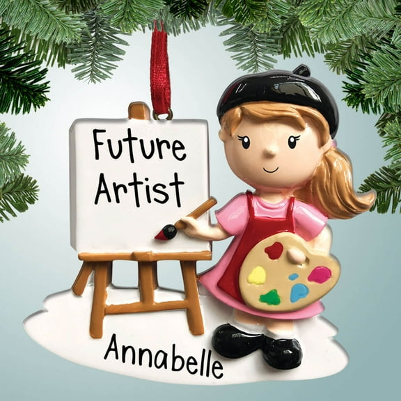 Artist Girl with Easel - Christmas ornaments for girls that love to paint - Kids that love to draw
