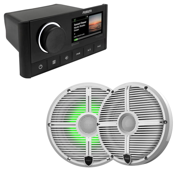 Fusion MS-RA670 Marine Receiver with 1 Pair Wet Sounds RECON6-XWW-RGB 6.5" Marine RGB LED Speakers