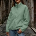 thumbnail image 5 of Women's Lightweight Jacket Full Zip Mock Neck Casual Long Sleeve Outwear with Zippered Pockets Fall Winter Fashion, 5 of 9