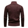thumbnail image 4 of ohmzyzo Mens Fleece Lined Knit Sweaters Quarter Zipper Stand Collar Sweater Long Sleeve Winter Warm Pullover Tops Wine Red XL, 4 of 5