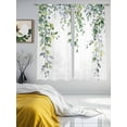 thumbnail image 4 of Green Eucalyptus Leaf Semi Sheer Curtains 63 Inch Length 2 Panels Set, Spring Botanical Leaves Floral Sheer Kitchen Curtain Privacy Voile Window Curtain for Living Room Bedroom Rod Pocket Drapes, 4 of 7