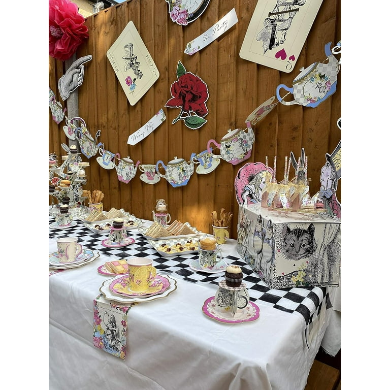 Alice in Wonderland Tea Time 3rd Birthday Party Supplies Mad Hatter  Balloons Decoration 