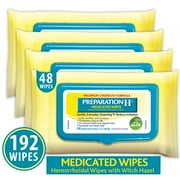 Preparation H 192 count Flushable Medicated Hemorrhoid Wipes, Maximum Strength Relief with Witch Hazel and Aloe, Pouch (Pack of 4)
