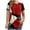 Red, variant on Summer Short Sleeve T Shirts for Women Casual Tunic Tops Color Block Shirt Loose Crew Neck Tops