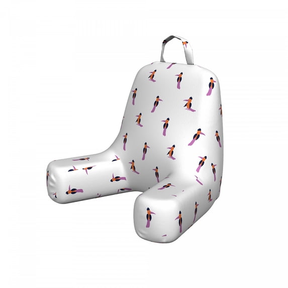 Tropical Reading Pillow, Toucan Bird with Different Poses Hawaii Fauna Cartoon Nursery Theme, Bedrest Cushion with Back Pocket and Washable Cover, 2 Sizes, by Ambesonne