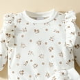 thumbnail image 5 of Xyant Toddler Baby Girl Clothes Ruffle Long Sleeve Pullover Tops + Pants Set Floral Print Sweatsuit Fall Winter Outfits (White,18-24 Months), 5 of 7