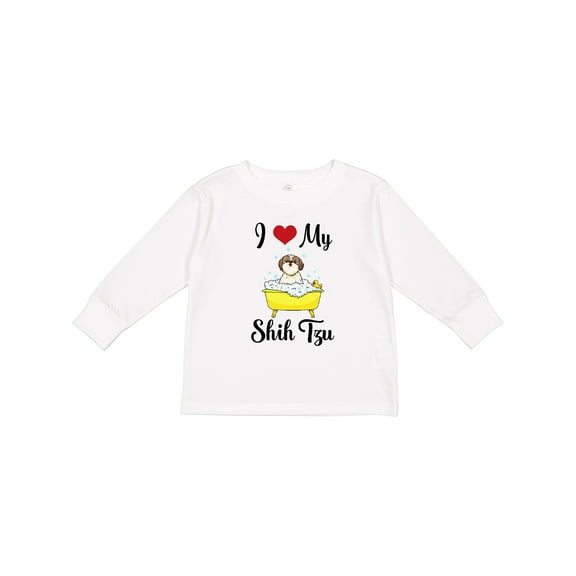 Inktastic I Love My Shih Tzu Dog Gifts Boys or Girls Long Sleeve Toddler T-Shirt