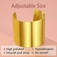 thumbnail image 5 of FindChic Wide Cuff Bracelet for Women Gold Plated Stainless Steel Chunky Statement Open Bangles Friendship Bracelets for Her, 5 of 8