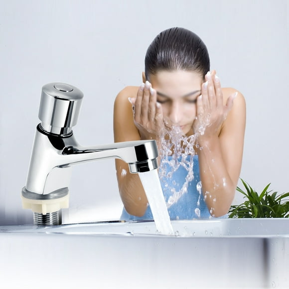 Garosa Public Ktchen Bathroom Chrome Plated Self Closing Water Saving Time Delay Basin Sink Tap Faucet,Sink Tap,Faucet
