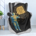 thumbnail image 4 of Astronaut Soft Flannel Fleece Throw Blanket, 3D Astronaut I Need More Space Speech Bubble Comic Adventure Science, Cozy Plush for Indoor and Outdoor Use, 60" x 80", Black Mustard Grey, by Ambesonne, 4 of 5