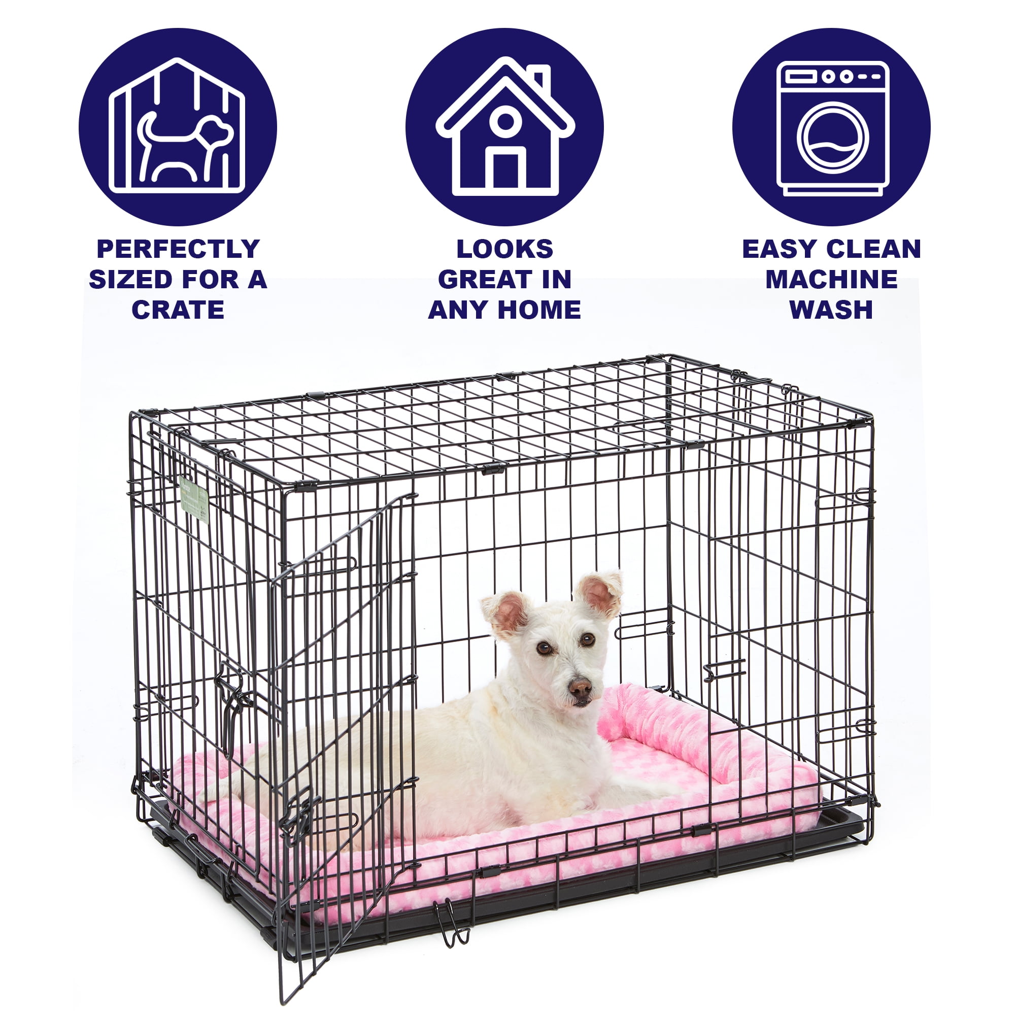 MidWest QuietTime Pet Bed & Dog Crate Mat, Pink, 24"