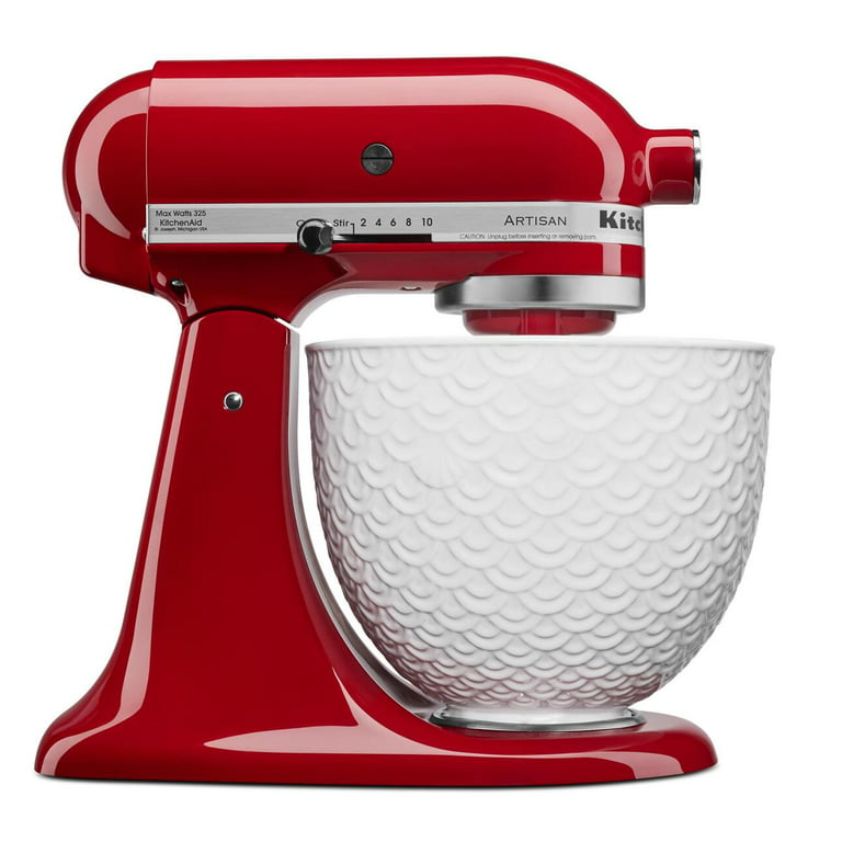 KitchenAid Stand Mixer Red and White 5-Qt. Ceramic Mixing Bowl with Spout +  Reviews