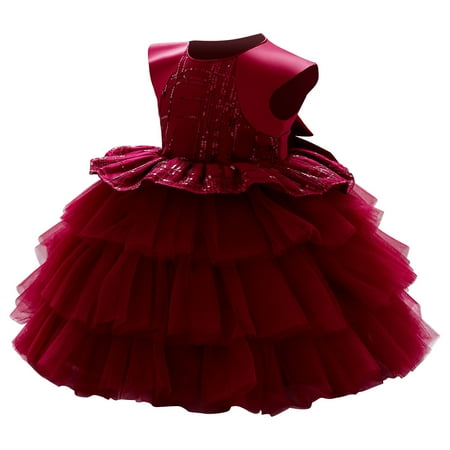 

Girls Vintage Geometric Ruffle Flutter Party Princess Dress Q517 Sizes 2-6