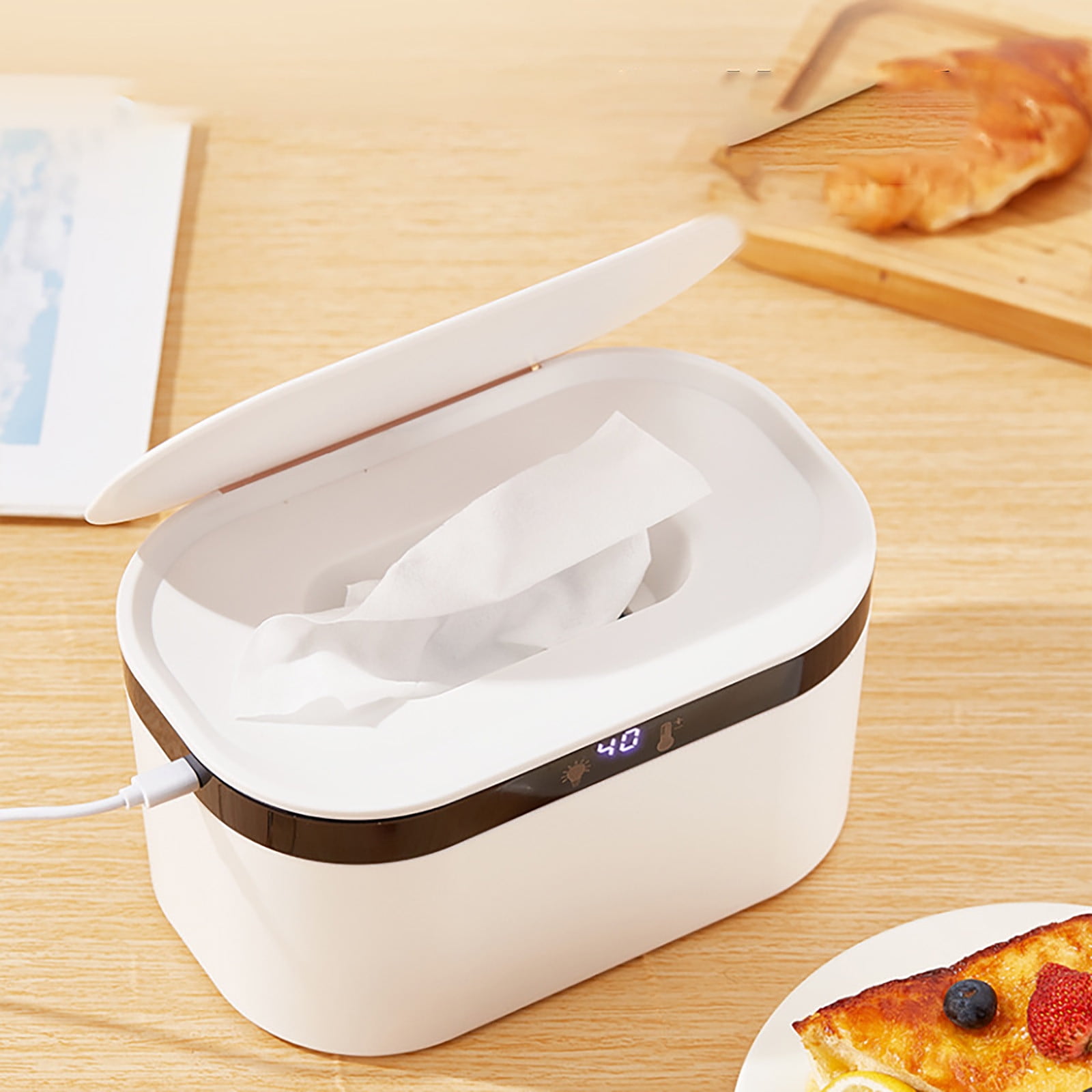 Baby Wipes Warmer USB Powered Constant Temperature Heated Dispenser With Soft Night Light For Delicate Skin Care